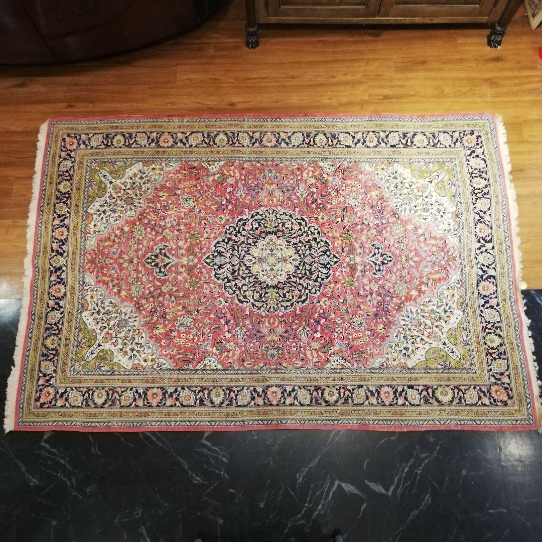 新春初売りセール　Φ 高級 ペルシャ絨毯 クム産 シルク ヴィンテージ