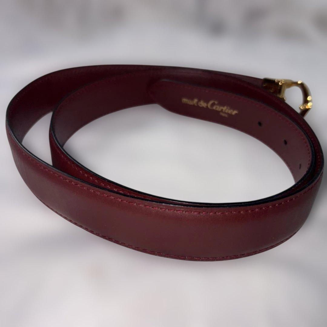 Cartier バーガンディ レザー ベルト