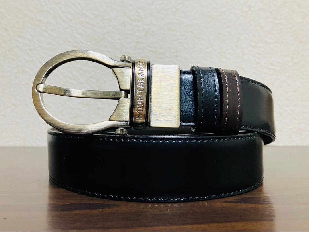 モンブランレザーベルトリバーシブルゴールドバックルビジネス