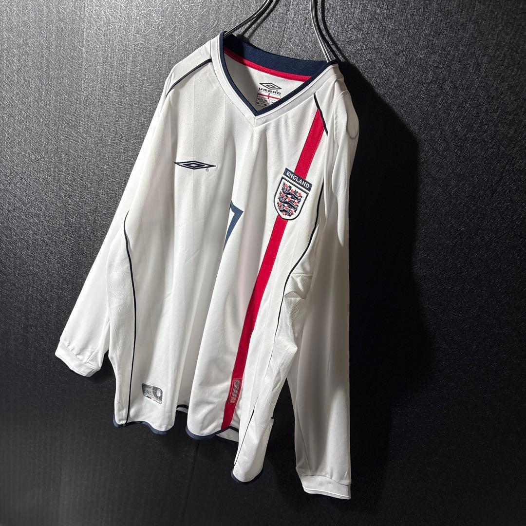 【★ベッカム】 古着 アンブロ イングランド代表 7番 2XL 白 長袖 ホーム