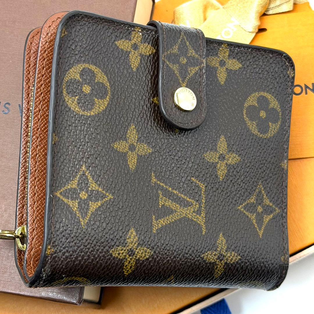 良品 ルイヴィトン モノグラム コンパクトジップ 二つ折り ラウンド