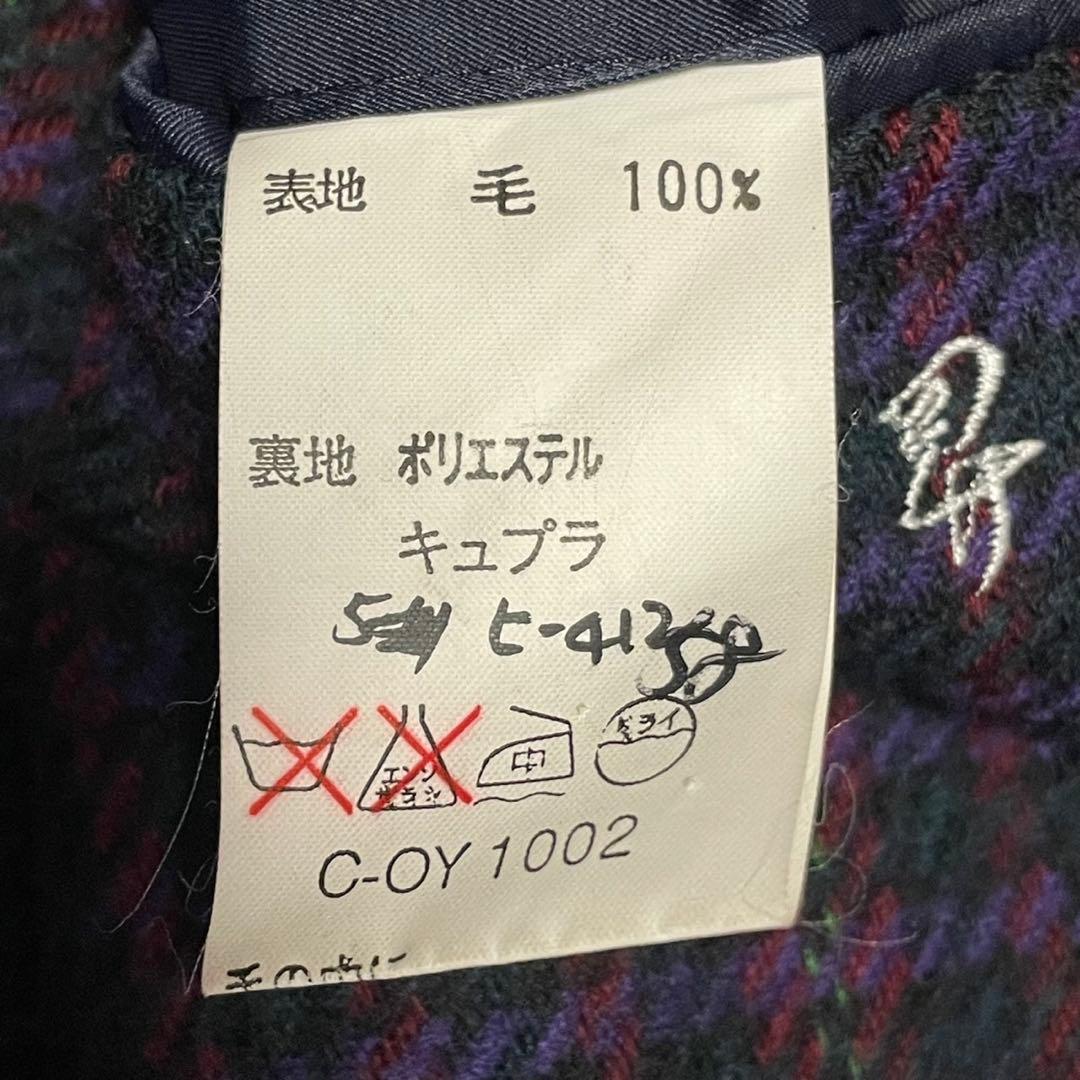 LANVIN カシミヤ チェスターコート 裏地チェック柄 ブラック メンズ