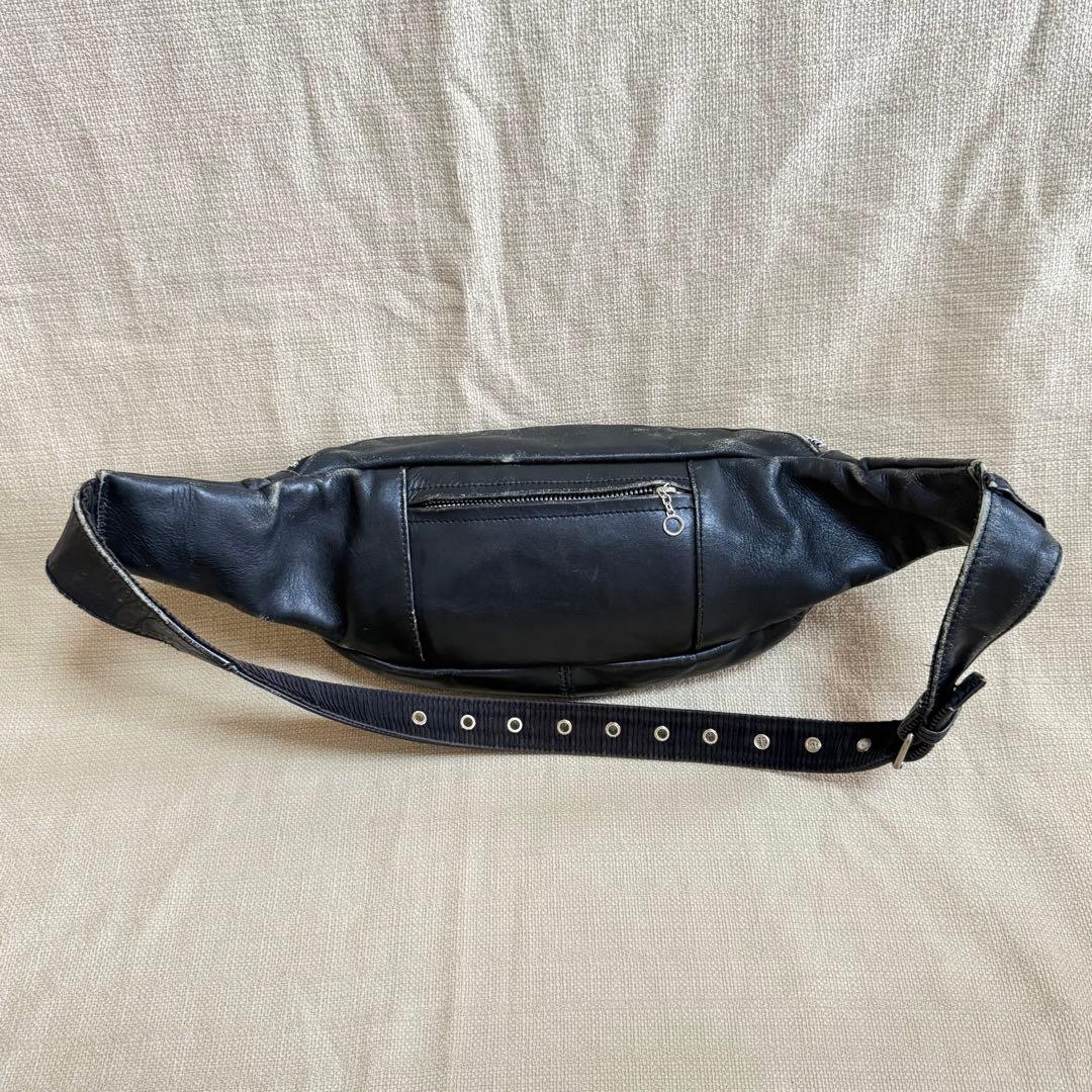 schott ショット パデッド レザー ボディバッグ 黒