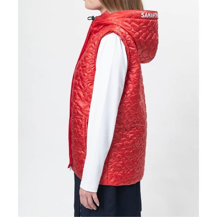 サマンサタバサ ハートキルト2WAYジャケット ゴルフ S レッド
