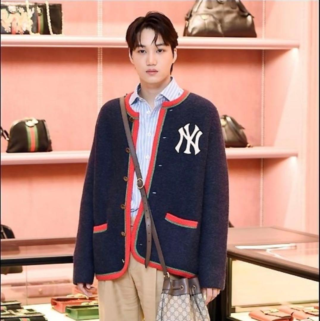 Â*Æ様 GUCCI ヤンキース ニットジャケット EXOカイ着用 ネイビー