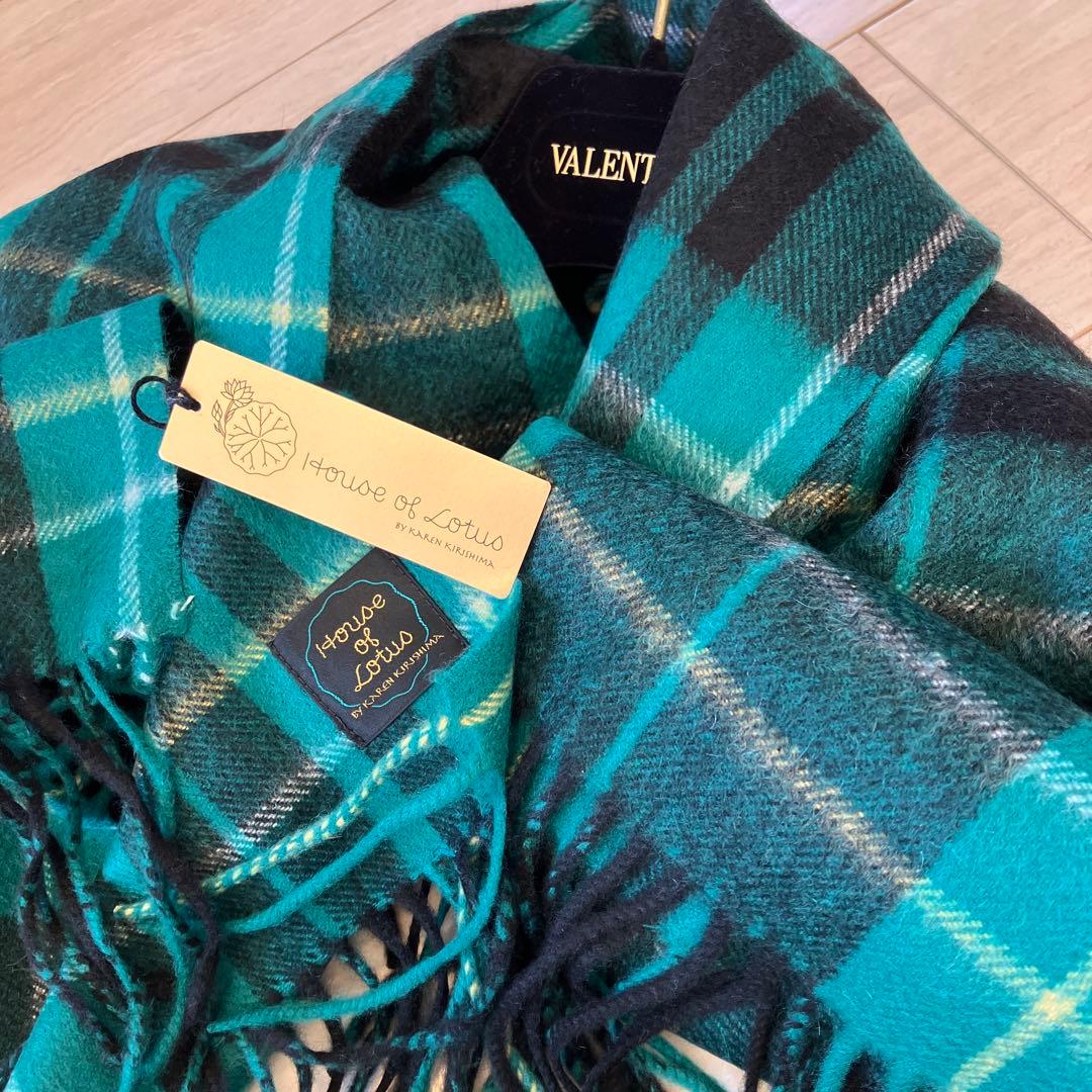 ハウスオブロータス カシミヤ チェック柄 マフラー ストール 大判 桐島