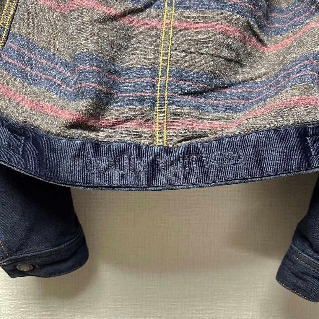 【濃紺／ロゴパッチ】ルイヴィトン デニムジャケット ブルゾン レザー装飾 44