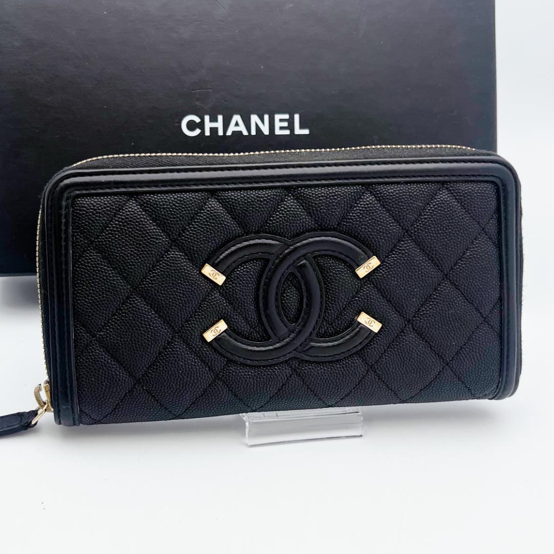 エコ割！特別価格！シャネル CCフィグリー キャビア 黒 正規保証2856.