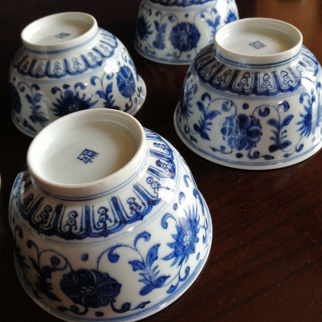 古伊万里　染付碗　5客　11.8cm　幕末〜明治初期