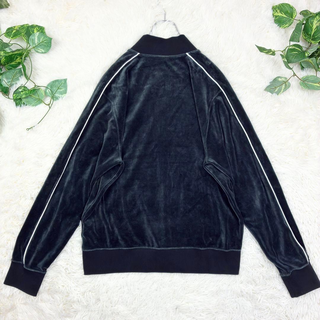 美品　ナイキ　ベロア　ワンポイントロゴ　刺繍ロゴ　トラックトップ　M　ブラック