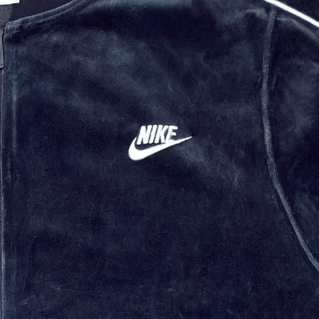 美品　ナイキ　ベロア　ワンポイントロゴ　刺繍ロゴ　トラックトップ　M　ブラック