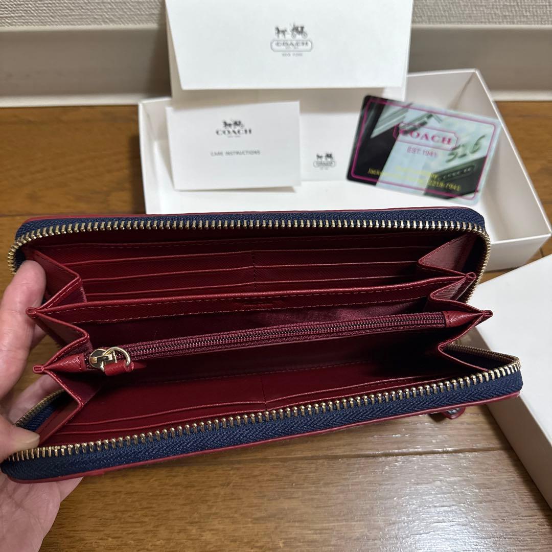 美品 COACH コーチ 長財布 シグネチャーデニムの通販はau PAY