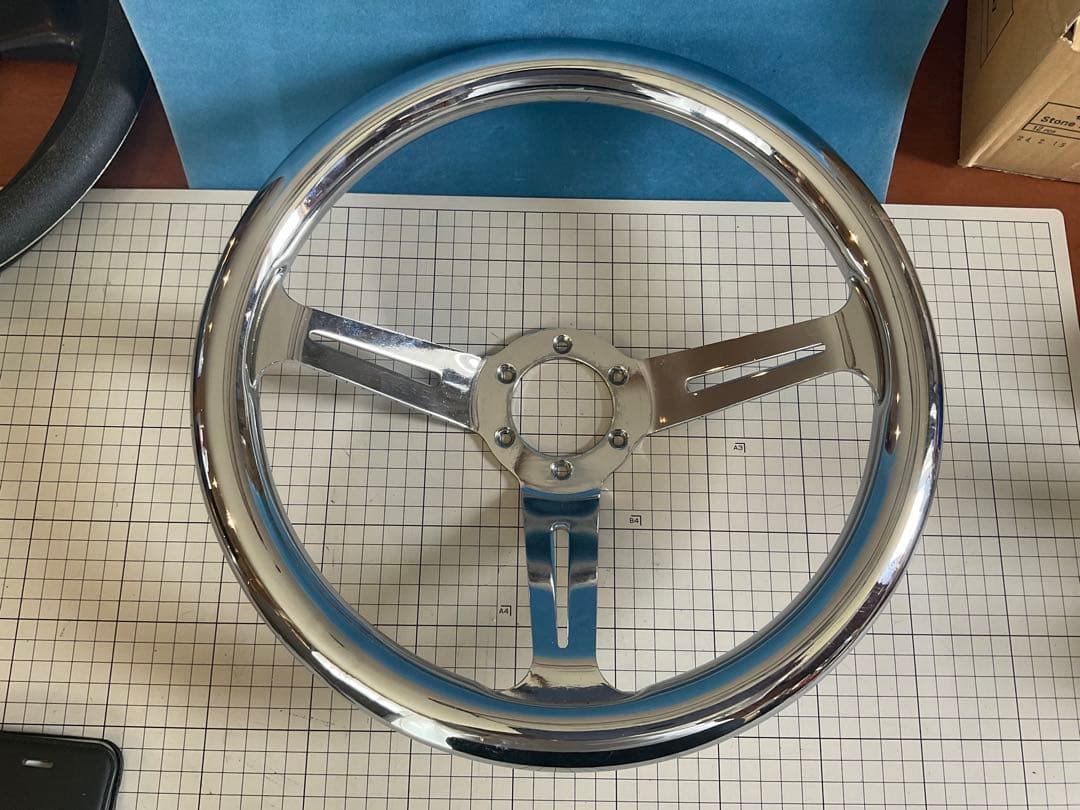 絶版希少 クロム メッキ ステアリング 35φ ディープ ハンドル