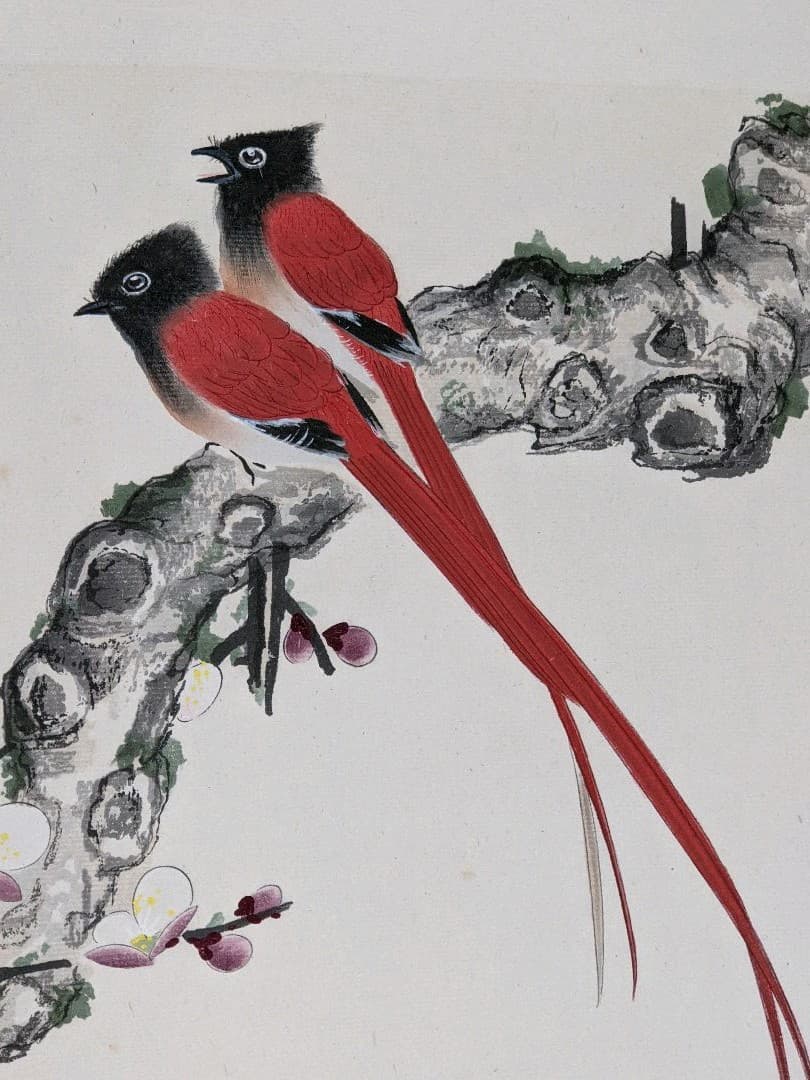 ♢中国 梅花尾長鳥 書画骨董 水墨画 絵画 骨董品 コレクション