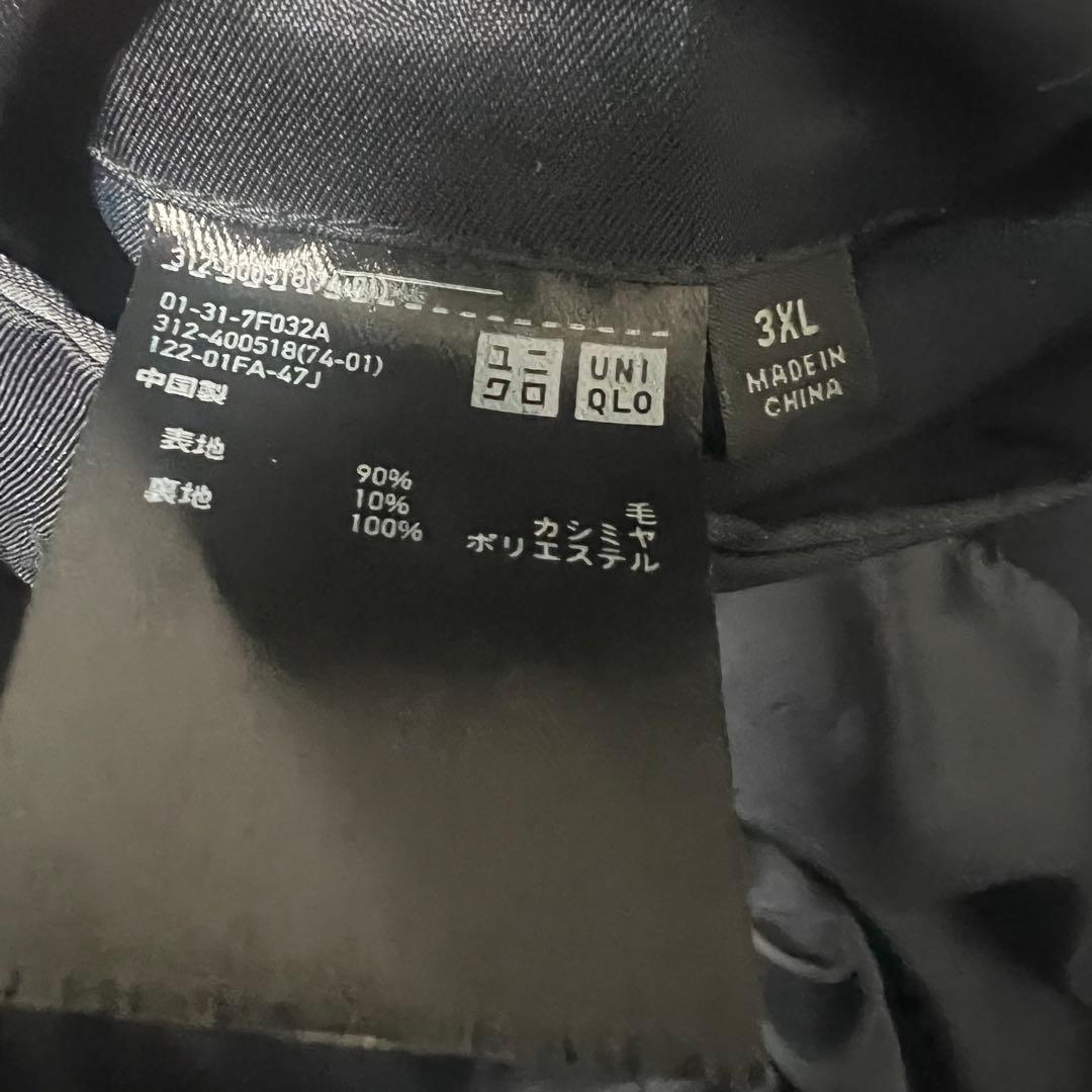 【未使用級/3XL】ユニクロ ウール カシミヤ チェスターコート ネイビー