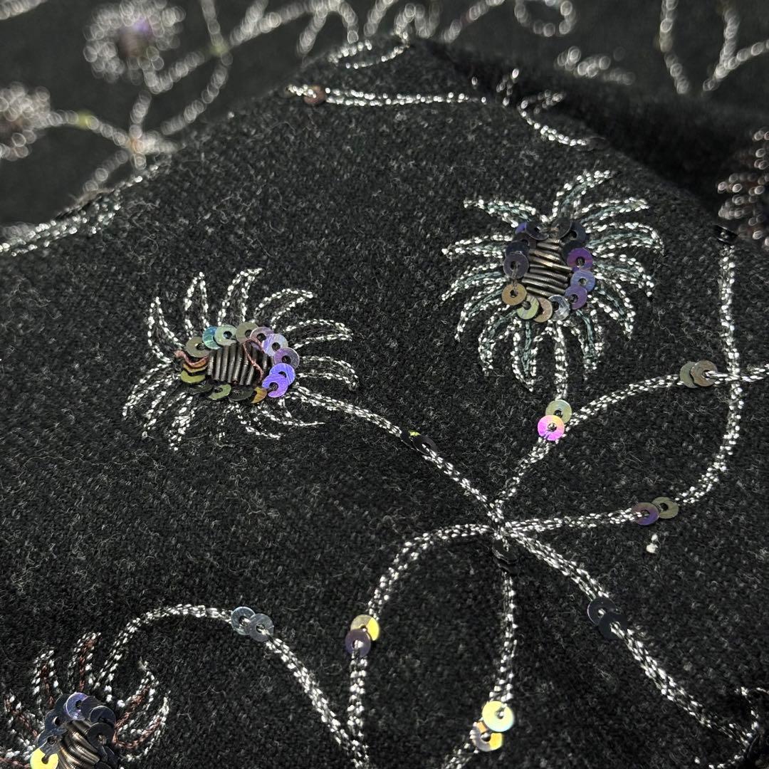 美品 ドリスヴァンノッテン スパンコール ビーズ 刺繍 大判ストール