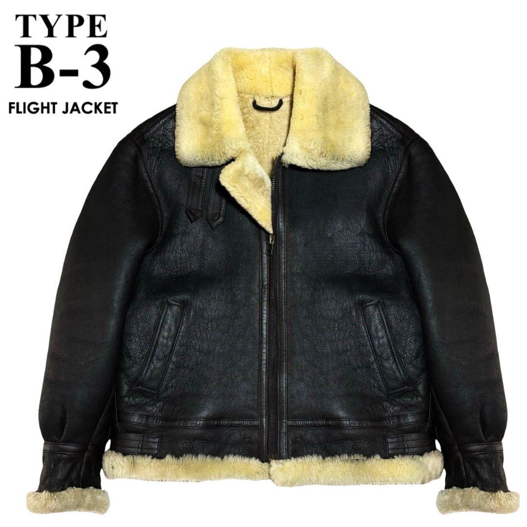 10万 ミリタリークロージング B-3 ムートン フライトジャケット M 羊革