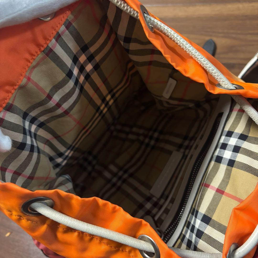 バーバリー ノバチェック　リュックサック　オレンジ　ナイロン