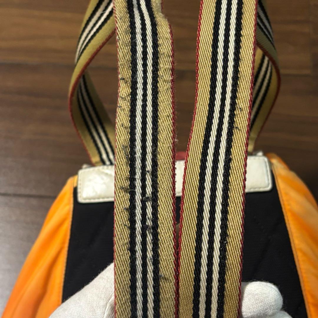 バーバリー ノバチェック　リュックサック　オレンジ　ナイロン