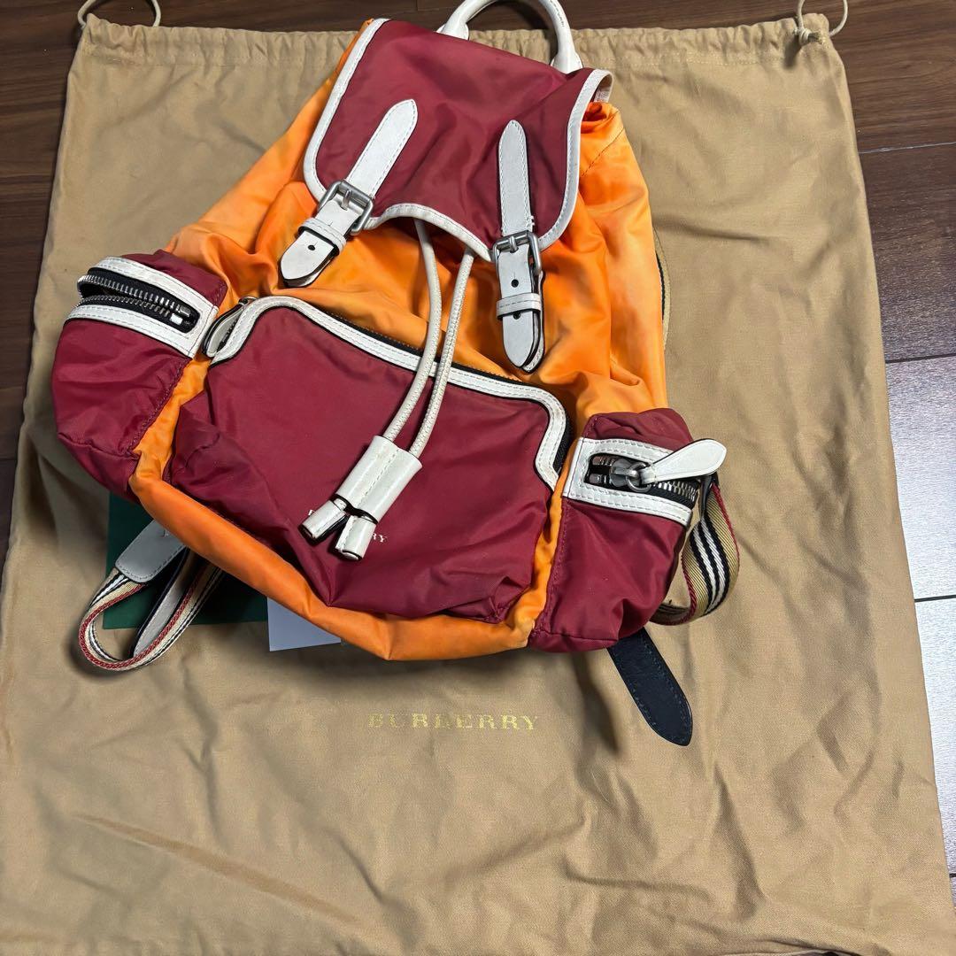 バーバリー ノバチェック　リュックサック　オレンジ　ナイロン