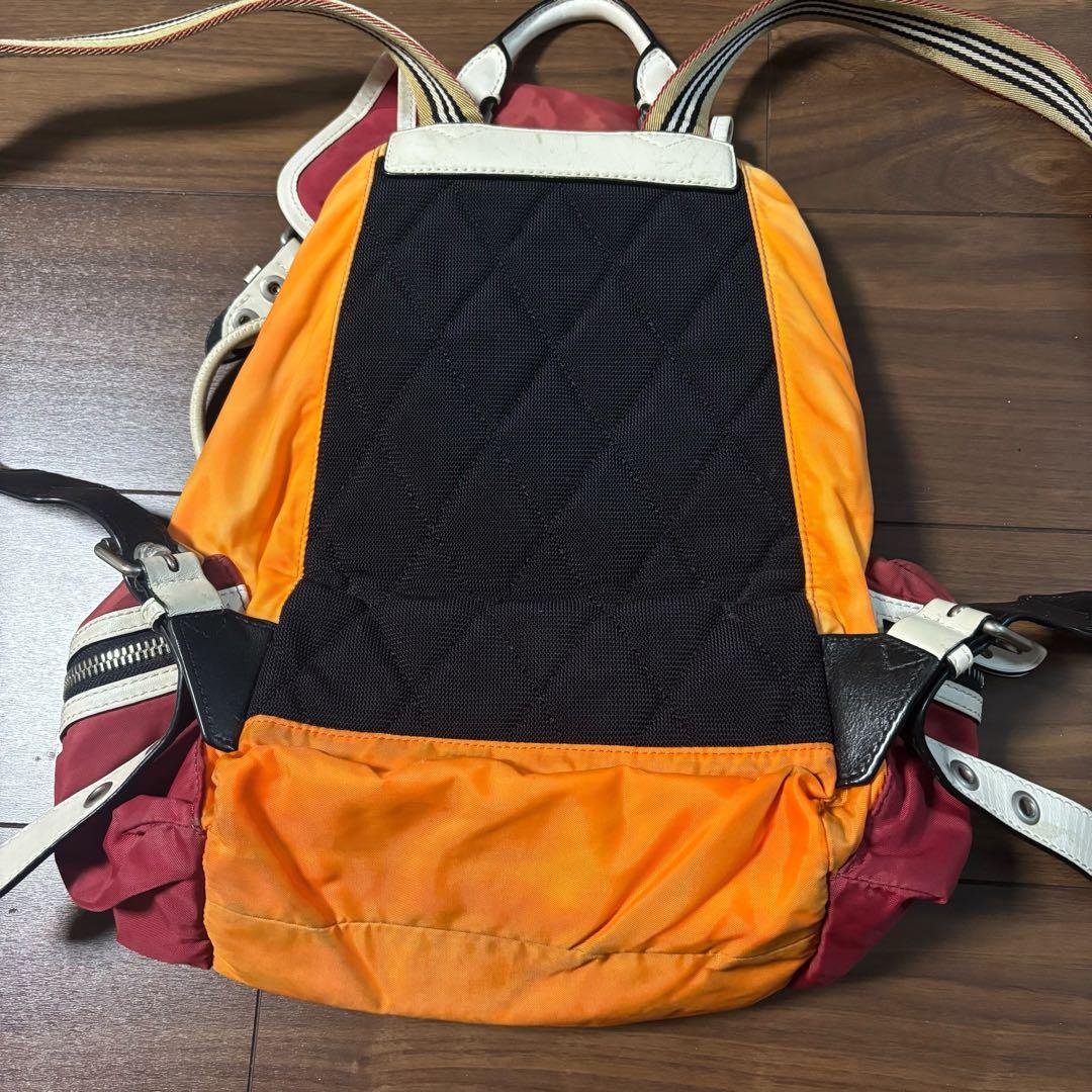 バーバリー ノバチェック　リュックサック　オレンジ　ナイロン