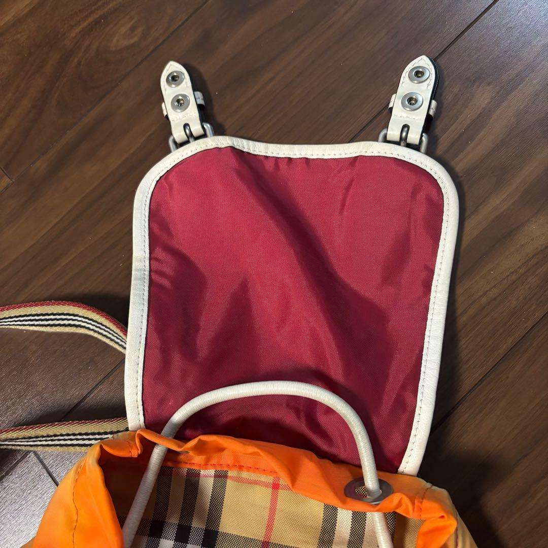 バーバリー ノバチェック　リュックサック　オレンジ　ナイロン