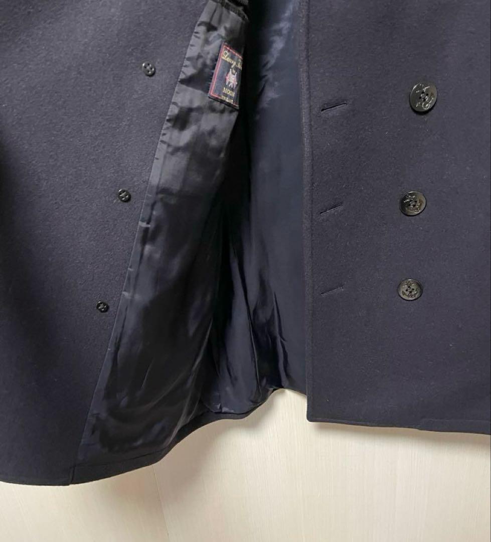 ネイビー ウール ピーコート