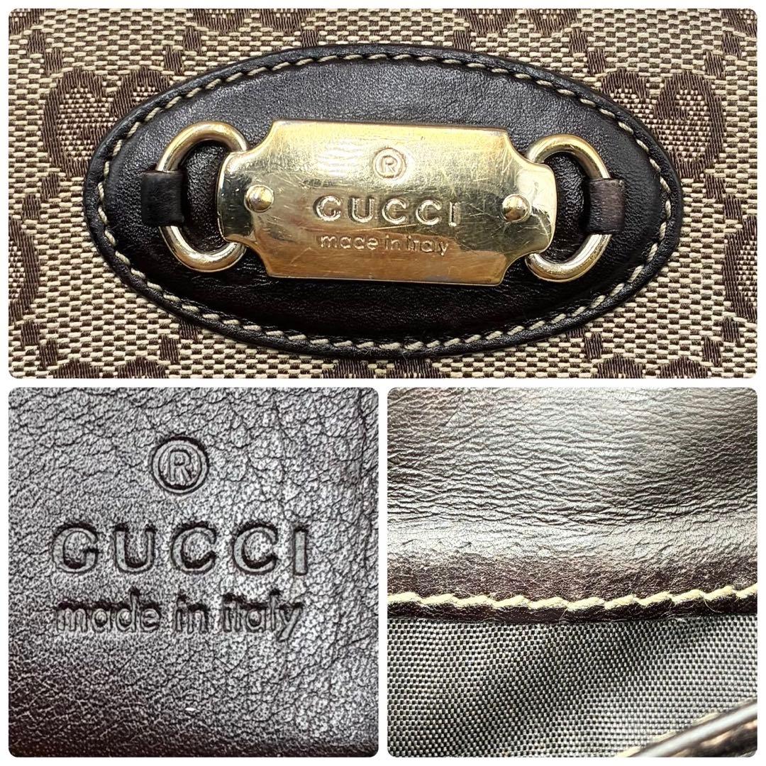 美品 グッチ GGキャンバス 長財布 ロングウォレット 折り財布 Wホック 財布