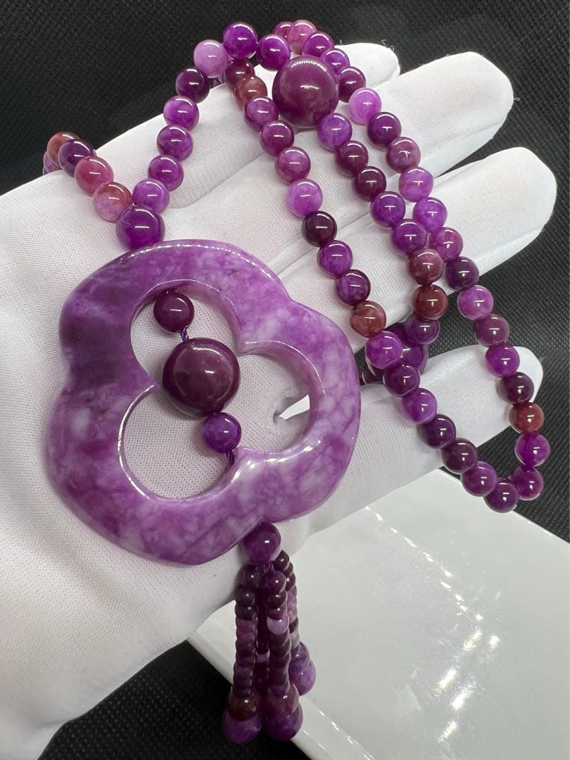 新品 高品質 南アフリカ産 天然舒俱来(スギライト)のネックレス☆AB895