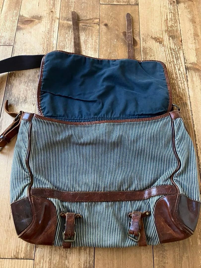 RALPH LAUREN RUGBY メッセンジャーバッグ デニム レザー