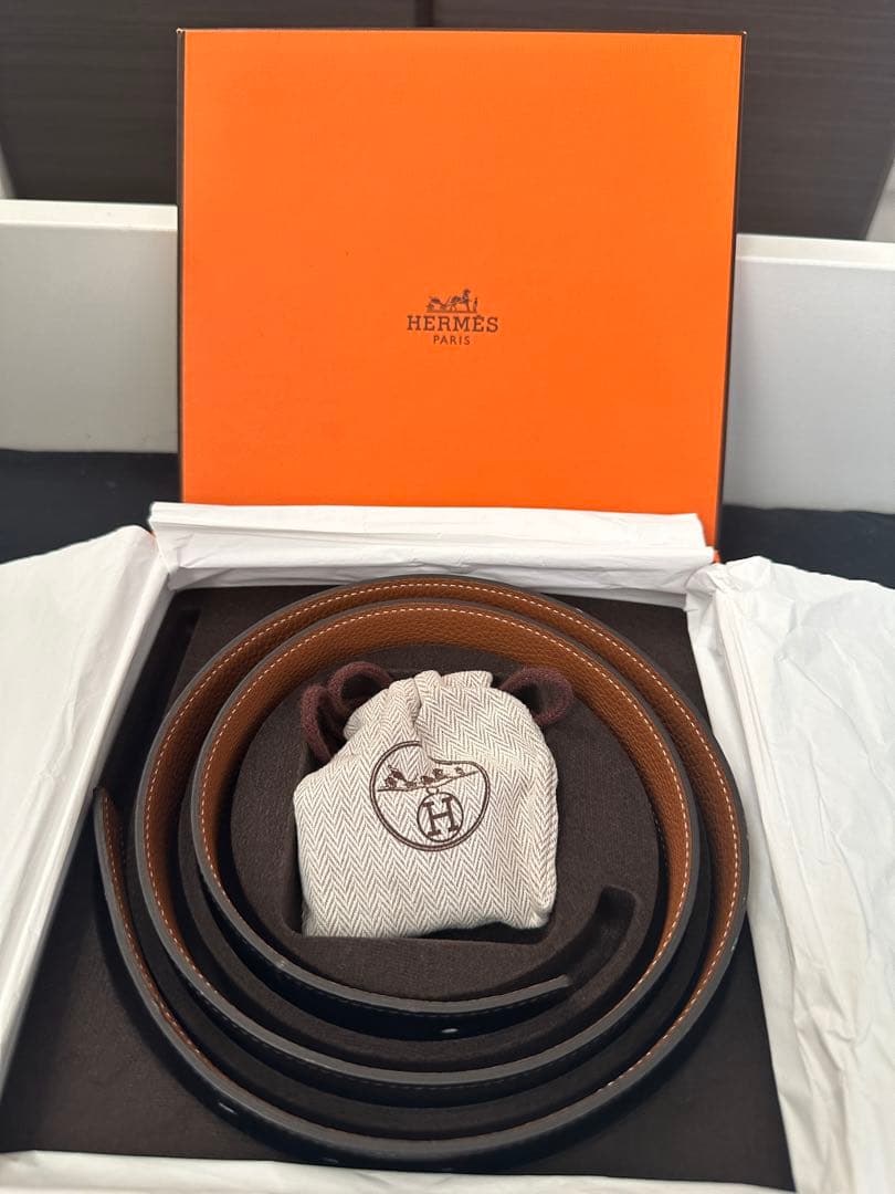 Hermes エルメスH ベルト 95cm ブラウン ブラック