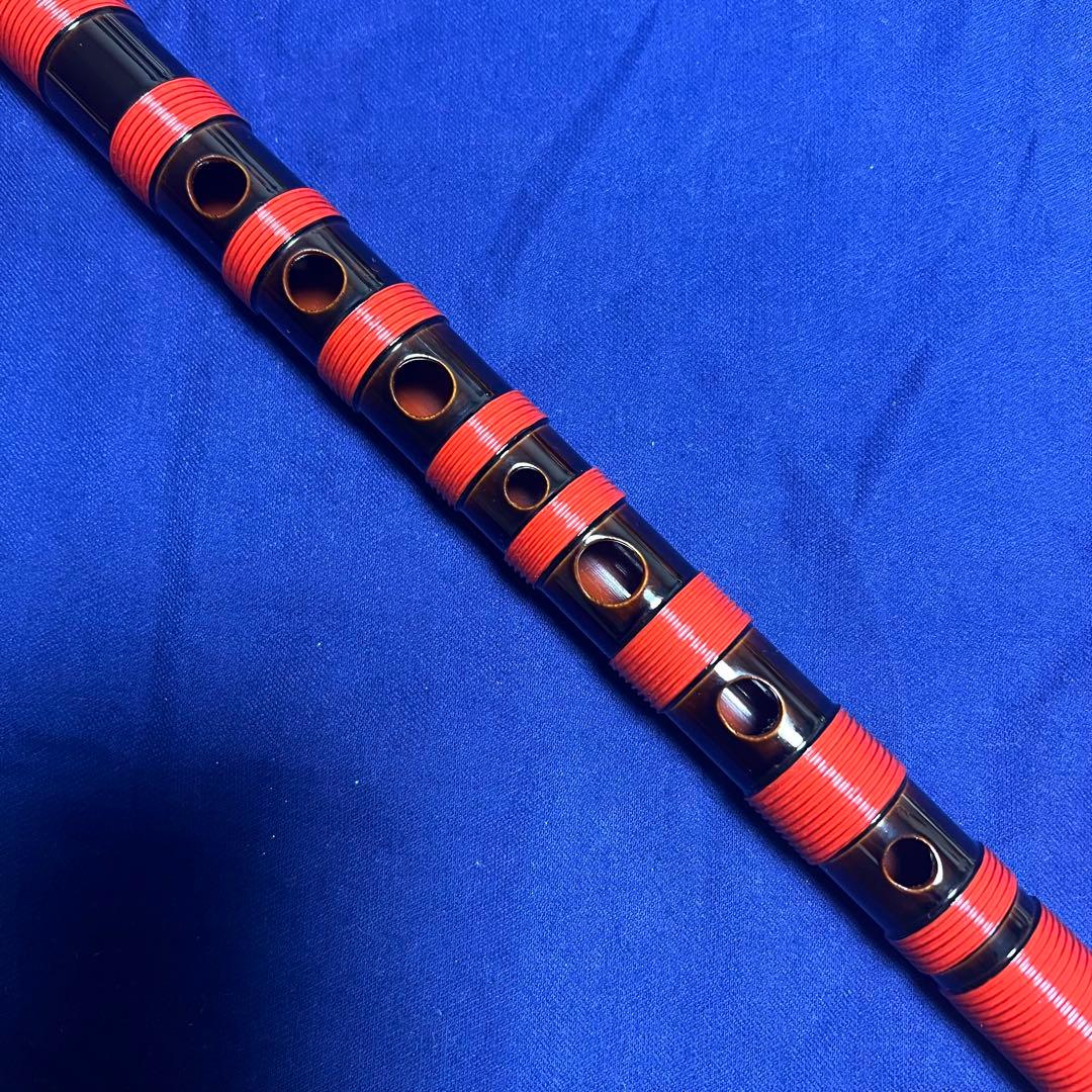 篠笛 新月乃笛 8本調子 ドレミ調 総籐巻 黒朱漆塗