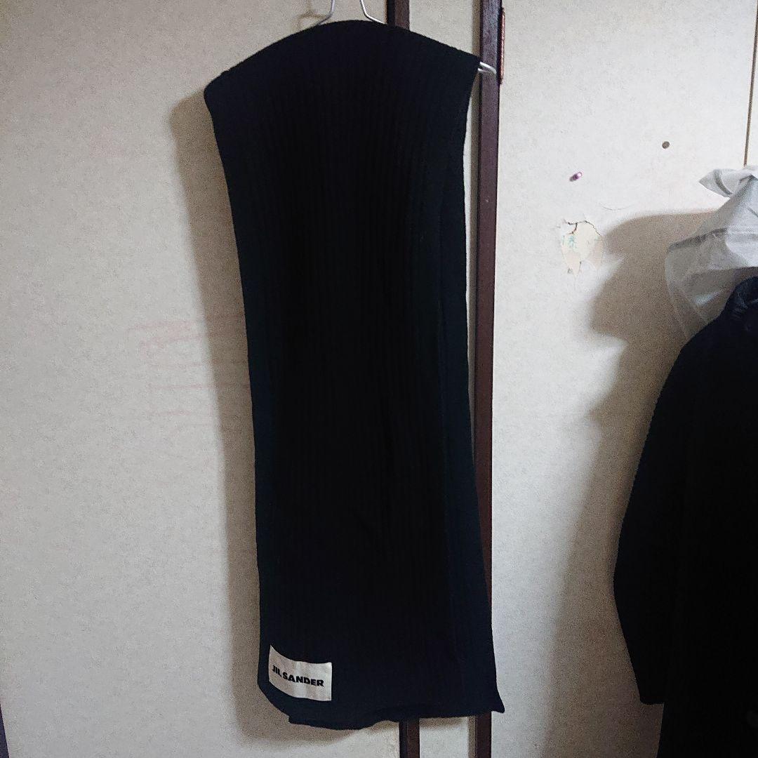 JIL SANDER ブラックリブ編みストール