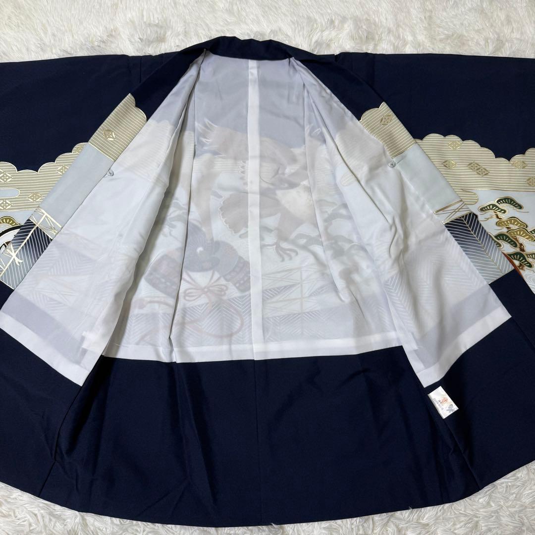 七五三　5歳　男の子　フルセット　ネイビー　箱あり　紋付羽織　753 箱あり