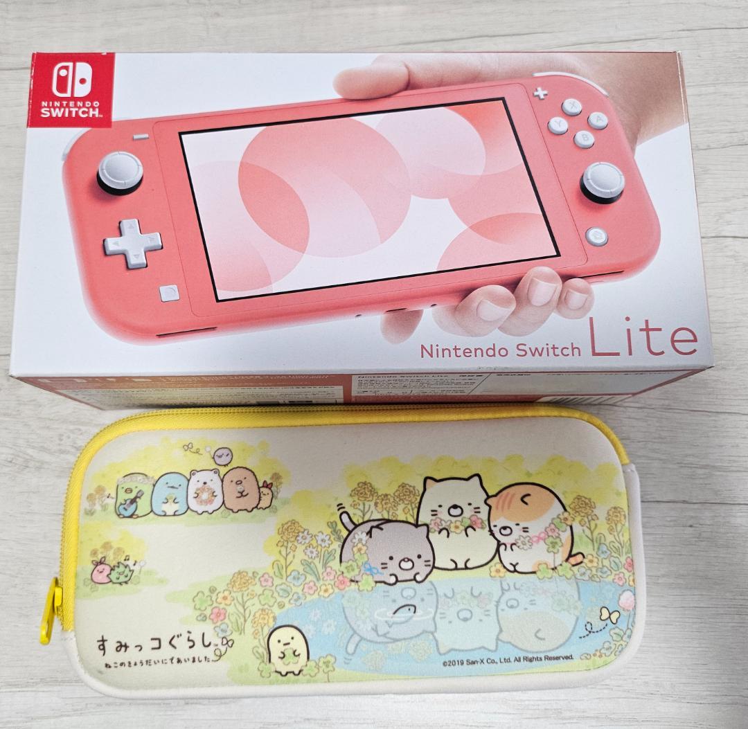 【中古】Switch Lite本体,箱,128SDカード,ケースあり