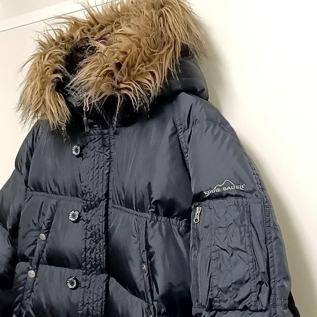 美品★エディーバウアー　グーズダウン90%　N-3B 　ナイロンダウンコート　黒