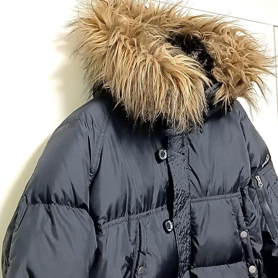 美品★エディーバウアー　グーズダウン90%　N-3B 　ナイロンダウンコート　黒