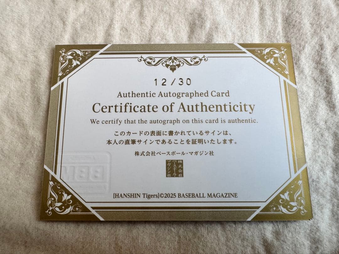 BBM 阪神タイガース 2025 佐藤輝明 直筆サイン - メルカリ