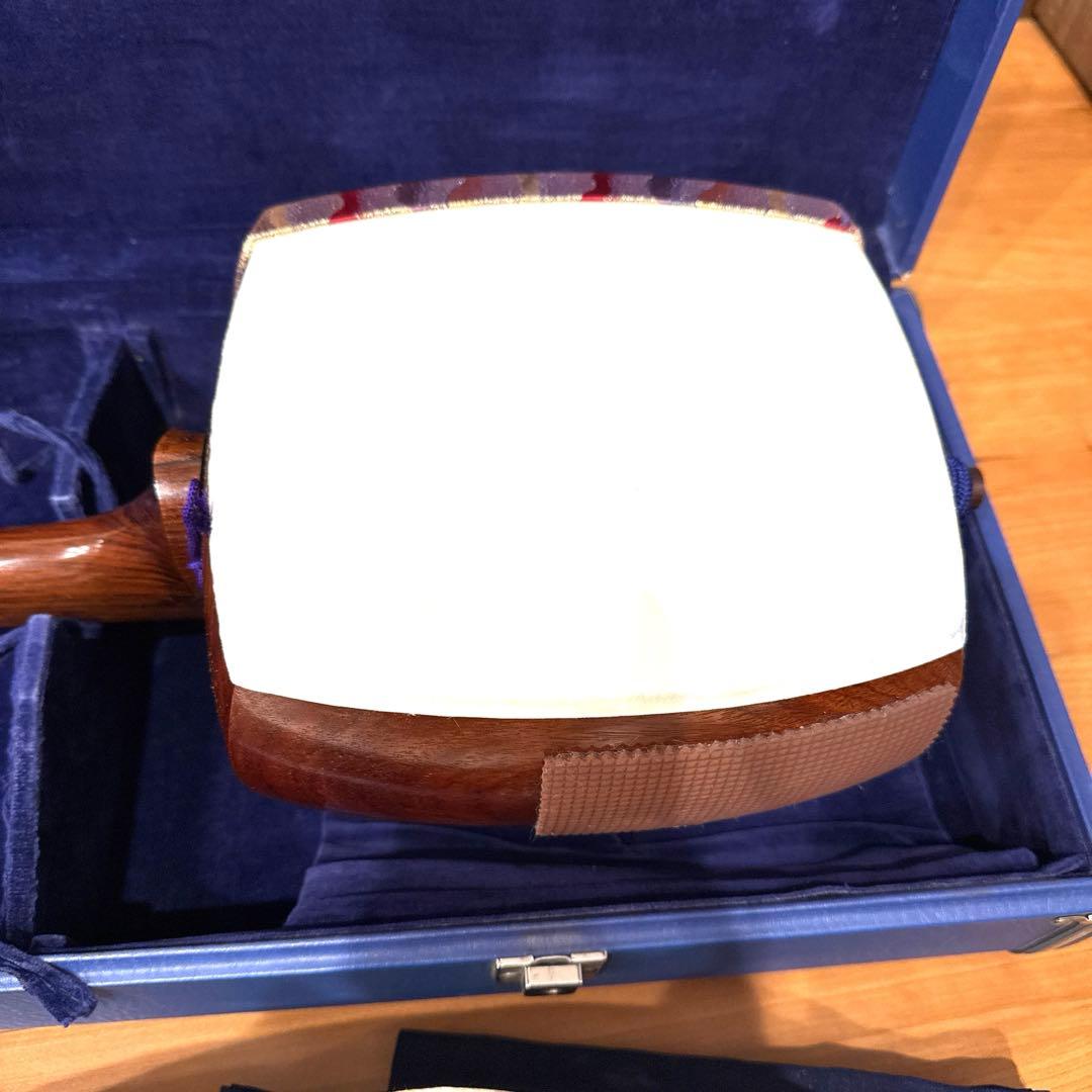 三味線 地唄 中棹 破れなし ハードケースと付属品付き