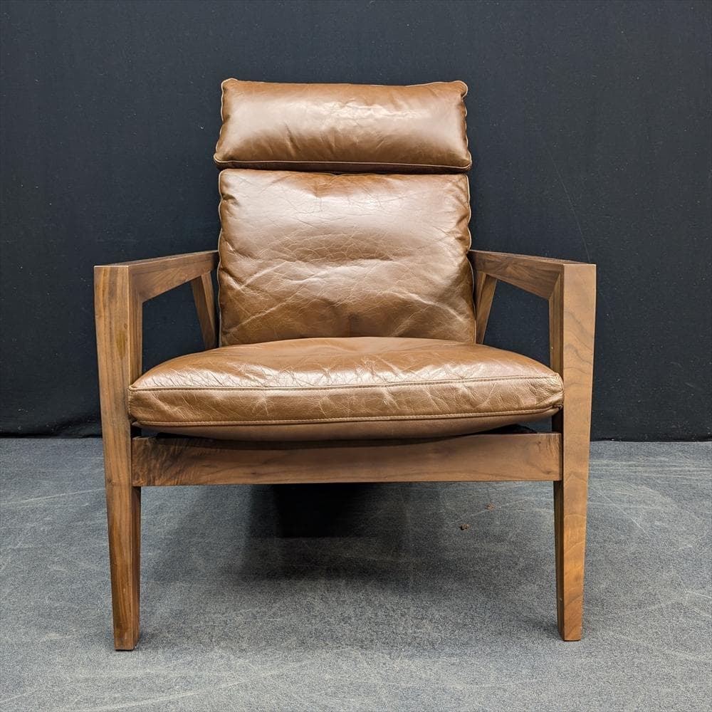 シギヤマ家具 岩倉榮利 ウォールナット 本革 イージーチェア シングル