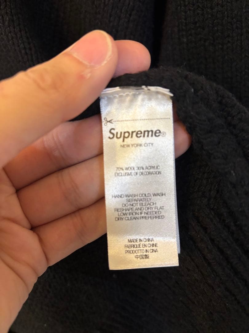 Supreme Flocked Logo Sweater 黒　L