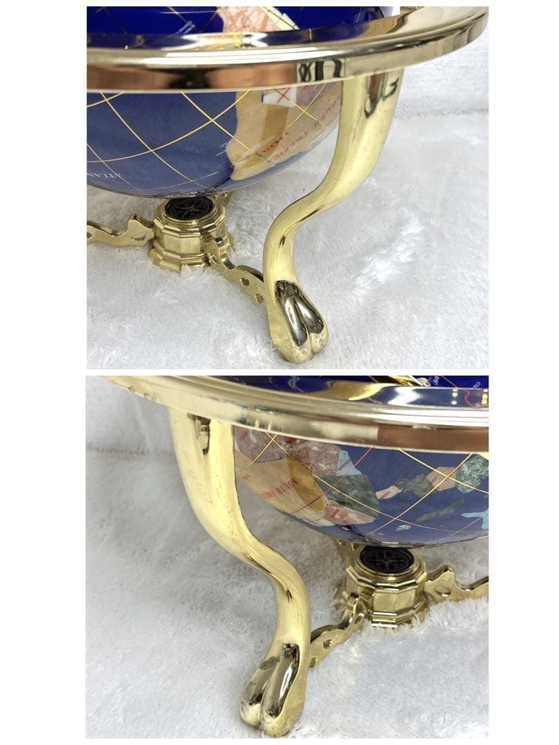 アンティーク地球儀　ゴールドスタンド　方位磁針付　猫脚　vendage