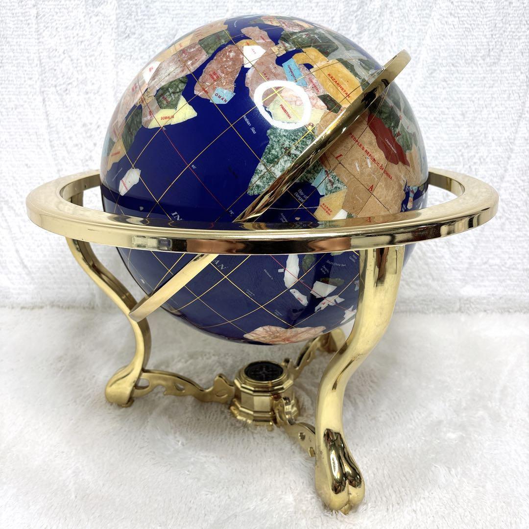 アンティーク地球儀　ゴールドスタンド　方位磁針付　猫脚　vendage