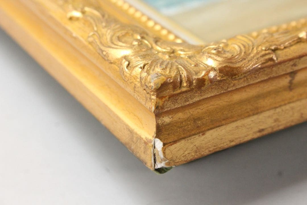 No5301 額装　黒田保「モン・サン・ミッシェル」　油彩画　F10号　送料無料