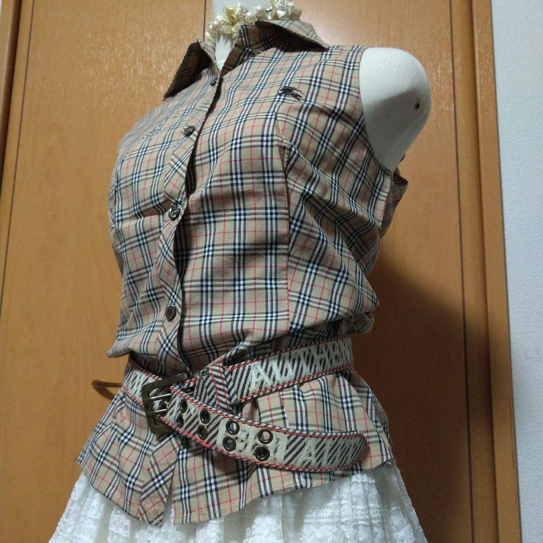 美品】Burberry ノバチェック柄 ノースリーブポロシャツ y2k