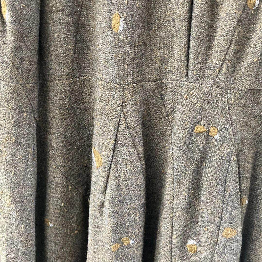 美品mina perhonenミナペルホネンpebbleカーキ刺繍ヤクワンピース