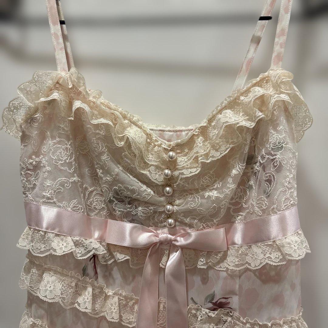 Jesusdiamanteぼかしバラヒョウ柄お嫁ワンピ38ピンク姫ギャルリズリサ