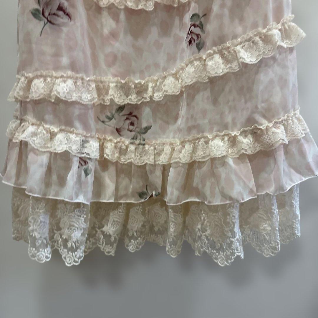 Jesusdiamanteぼかしバラヒョウ柄お嫁ワンピ38ピンク姫ギャルリズリサ