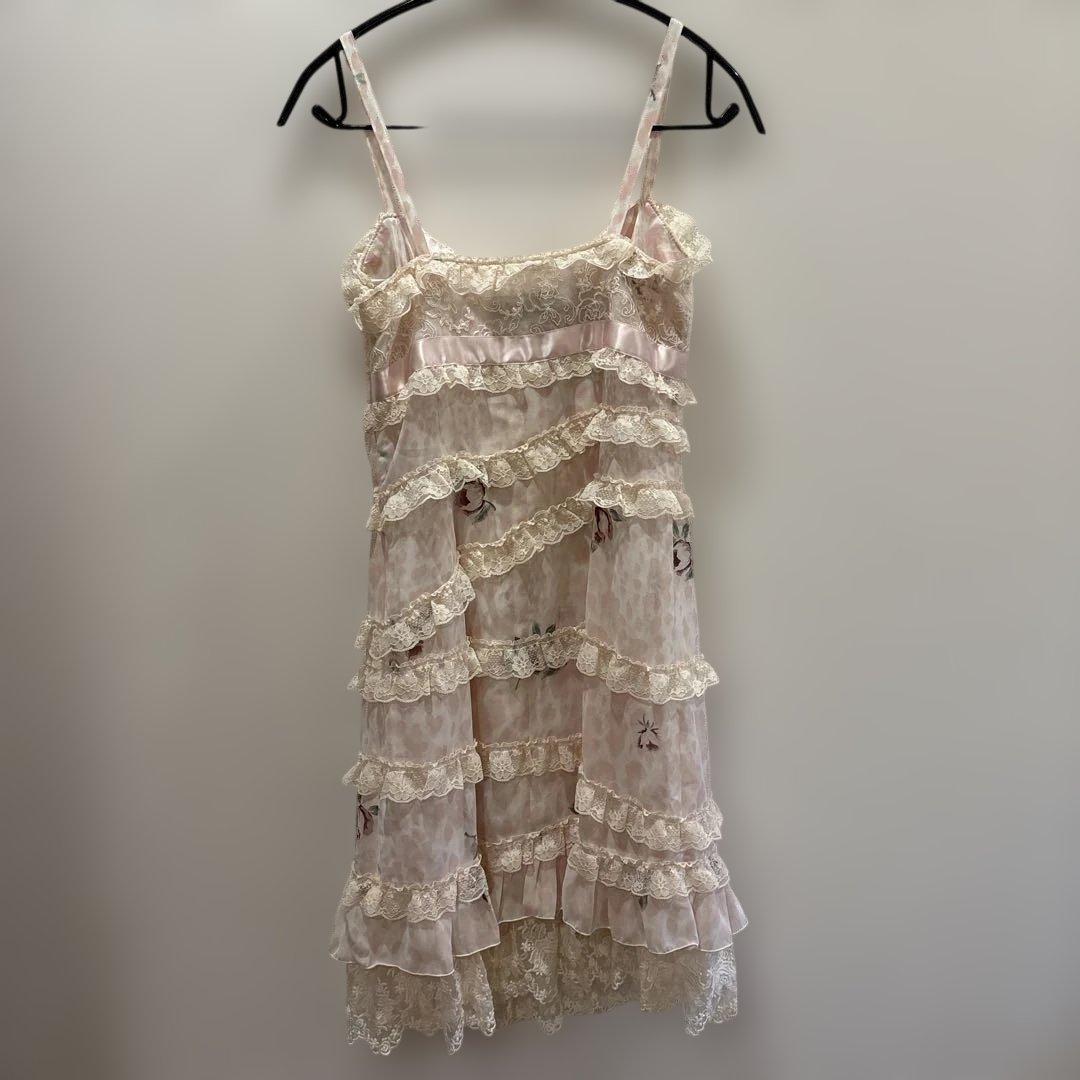 Jesusdiamanteぼかしバラヒョウ柄お嫁ワンピ38ピンク姫ギャルリズリサ