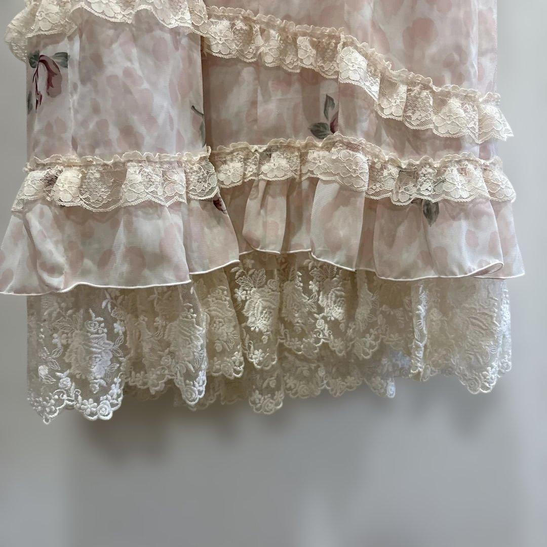 Jesusdiamanteぼかしバラヒョウ柄お嫁ワンピ38ピンク姫ギャルリズリサ